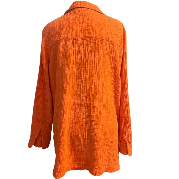 Soft Surroundings Vibrant Orange Button-Down Shirt L - Picture 3 of 6